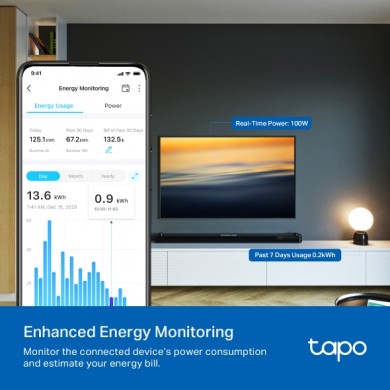 Mini Priza Smart cu monitorizare a energiei Tp-Link Tapo P110M / 16A / 3680W
