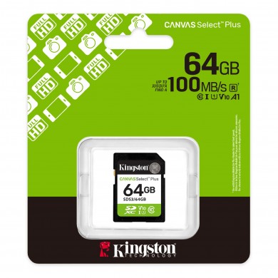 Card de memorie SD  64GB Kingston Canvas Select Plus, 150MB/s