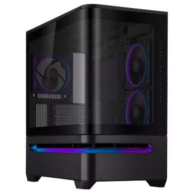 Carcasa ASUS Prime AP202 ARGB Tempered Glass/ noPSU / 3x MR120 ARGB fans/ mATX / Black