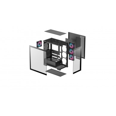 Carcasa DEEPCOOL CG580 4F/ w/oPSU / Side-Window / ATX / Black