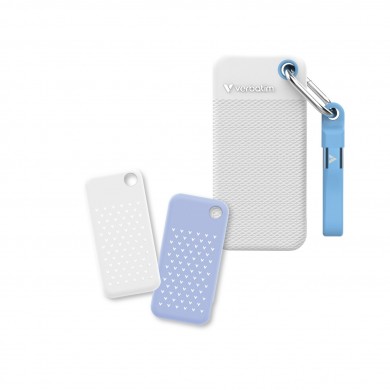 1TB SSD Portabil Verbatim Pocket, White with 2 Rubber Sleeves (White & Light Blue),1000 MB/s