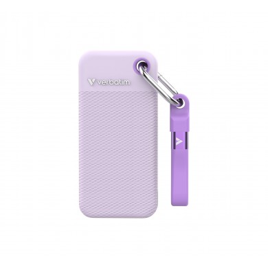 2TB SSD Portabil Verbatim Pocket, Purple with 2 Rubber Sleeves (White & Purple),1000 MB/s