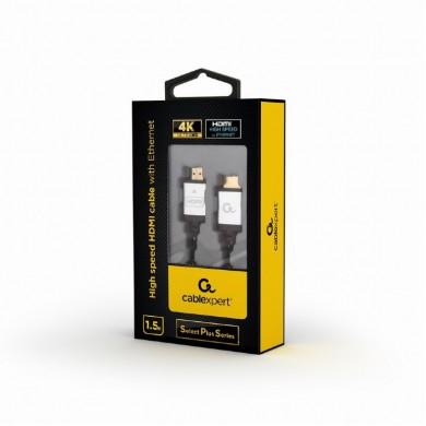 Cable HDMI  CCB-HDMIL-1.5M, 1.5m, male-male, Select Plus Series, High speed HDMI cable with Ethernet, Supports 4K UHD resolutions at 60 Hz, Durable nylon braiding and premium style connectors