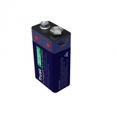 Trust Baterie de 9V, reincarcabila prin USB-C, 400mAh, 1 Pack
