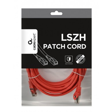 S/FTP Cat. 6A Low Smoke Zero Halogen (LSZH) jacketpatch cord, 5m, Red