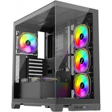 Carcasa 1STPLAYER Mi8 / no PSU / Side-Window / 7x120mm / ATX / Black