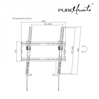 Suport TV de perete pentru 26-70&rdquo;  PureMounts BT410