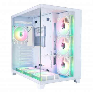 Carcasa 1STPLAYER MV8-TP / no PSU / Side-Window / 7x120mm / ATX / White