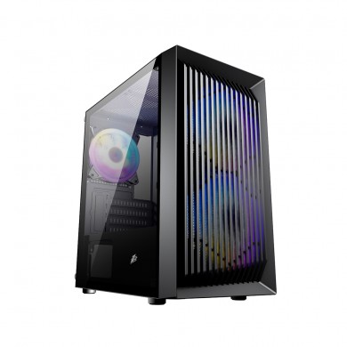 Carcasa 1STPLAYER BS-2 / no PSU / Side-Window / 3x120mm / mATX / Black