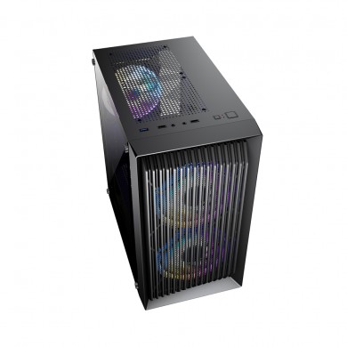Carcasa 1STPLAYER BS-2 / no PSU / Side-Window / 3x120mm / mATX / Black