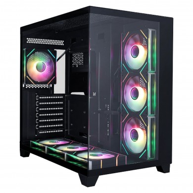 Carcasa 1STPLAYER MV8-TP / no PSU / Side-Window / 7x120mm / ATX / Black