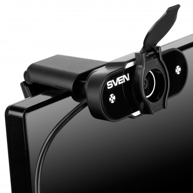 Camera SVEN IC-915 HD, Microphone, 720p/30fps HD pixel CMOS sensor, USB2.0, 3.5mm jack, Protective lens shield, Black