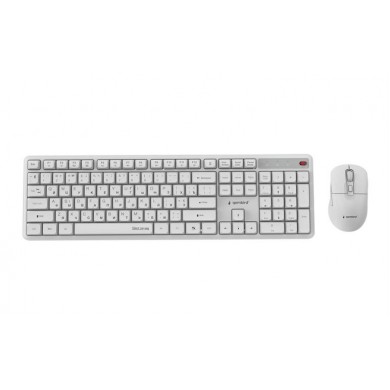 Tastatura si Mouse Wireless Gembird KBS-WMS-01-W-CYRL, White