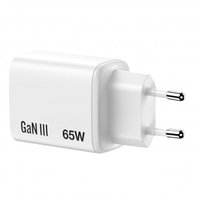 Incarcator USB VERBATIM Essentials GaN Charger 65W / 2x USB-C, 1x USB-A / White