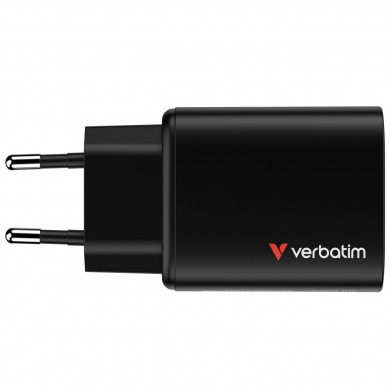 Incarcator USB VERBATIM Essentials GaN Charger 65W / 2x USB-C, 1x USB-A / Black