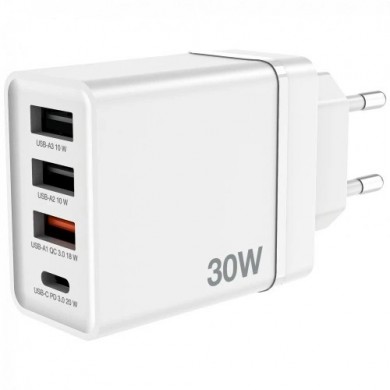 Incarcator USB VERBATIM 30W / 1 x USB-C, 3 x USB-A