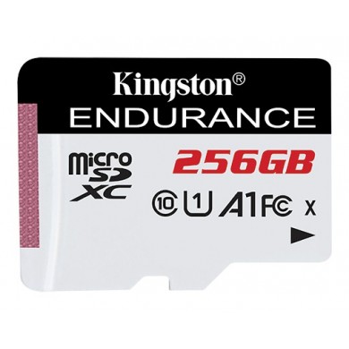 256GB microSD Class10 A1 UHS-I U1 Kingston High-Endurance, up to 95Mb/s, For home security, surveillance, body and dash cams, 3K P/E cycles, Health monitoring, Operating Hours 26.9K hours (24/7 recording for 3-year warranty)