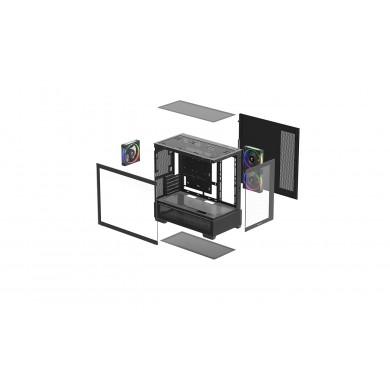 Carcasa DEEPCOOL CG380 3F/ w/oPSU / Side panel / 3x 120mm / ATX