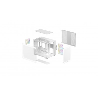 Carcasa DEEPCOOL CG330 3F WH / w/oPSU / Side panel / 3x A-RGB 120mm, 1x140mm / ATX