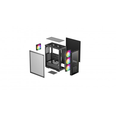 Carcasa DEEPCOOL MATREXX 55 V4 C / w/oPSU / Side panel / 3x140mm, 1x120mm/ ATX