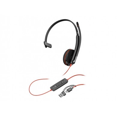 Casti monoaurale Poly Blackwire 3210 / +USB-C/A Adapter