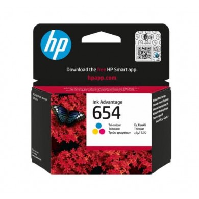 HP 654 (7FP38UE) Tri-color Original Ink Advantag, 200 pages, for HP HP DeskJet Ink Advantage 2976, 4300, 6575