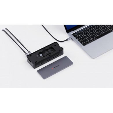 Docking Station Verbatim Pro / 15 porturi / NVMe 256GB / 8K HDMI / USB 10Ggps / USB-C 100W Docking Station Verbatim Pro / 15 porturi / NVMe 256GB / 8K HDMI / USB 10Ggps / USB-C 100W