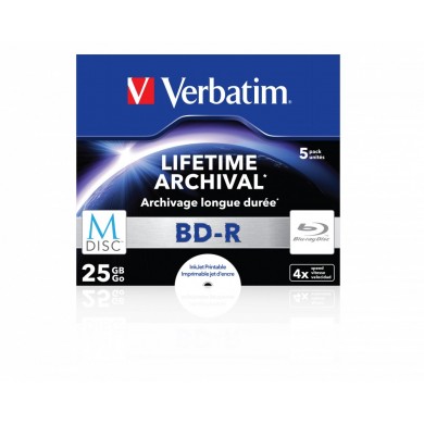 Verbatim M-Disk BD-R Lifetime Archival 25GB 4X, Inkjet Printable