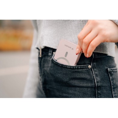 Power Bank Magnetic Wireless cu suport Charge'n'Go / 10000 mAh / Pink