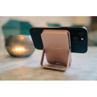 Power Bank Magnetic Wireless cu suport Charge'n'Go / 10000 mAh / Pink