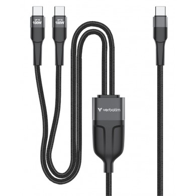 Cablu USB-C to Dual USB-C Verbatim Sync & Charge 100W / 1.5 m