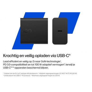 Incarcator HP USB-C 100W GaN Travel-Ready