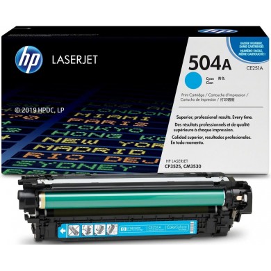 HP 504A (CE251A) Cyan Cartridge for HP LaserJet CP3525, CP3525n, CP3525dn, CP3525x, CM3530, CM3530fs, 7000 p.