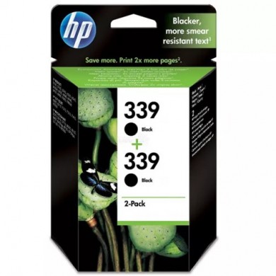 HP 339 (C9504EE) Black Cartridge 2-pack of C8767EE for Photosmart 8450; OfficeJet 7410.