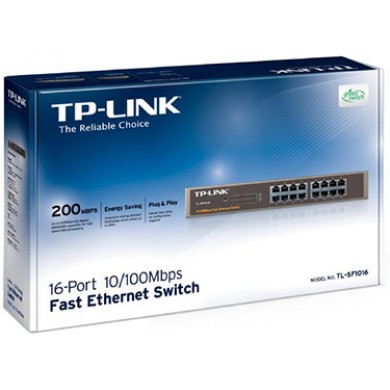 Switch TP-LINK TL-SF1016 / 16 port / 100Mb / RJ45 / 1U 19-inch rack-mountable steel case