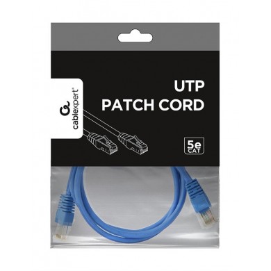 Patch cord cat. 5E PP12-1M/B Blue, 1 m,  molded strain relief 50u" plugs