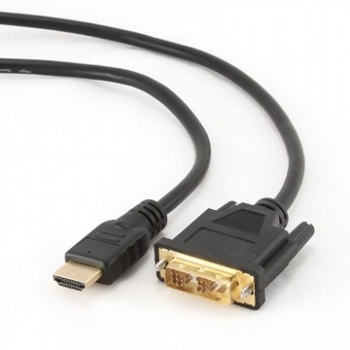 Cable HDMI-DVI - 1.8m - Cablexpert - CC-HDMI-DVI-6, 1.8 m, HDMI to DVI 18+1pin single link,  male-male, Black cable with gold-plated connectors, Bulk