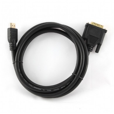 Cable HDMI-DVI - 1.8m - Cablexpert - CC-HDMI-DVI-6, 1.8 m, HDMI to DVI 18+1pin single link,  male-male, Black cable with gold-plated connectors, Bulk
