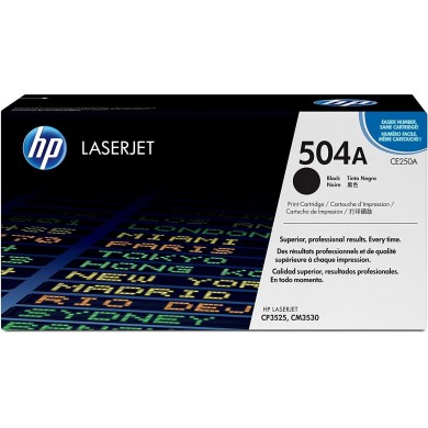 HP 504A (CE250A) Black Cartridge for CLJ Color LaserJet CP3525, CP3525n, CP3525dn, CP3525x, CM3530, CM3530fs, 5000 p. HP 504A (CE250A) Black Cartridge for CLJ Color LaserJet CP3525, CP3525n, CP3525dn, CP3525x, CM3530, CM3530fs, 5000 p.
