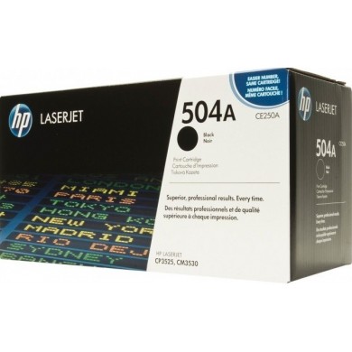 HP 504A (CE250A) Black Cartridge for CLJ Color LaserJet CP3525, CP3525n, CP3525dn, CP3525x, CM3530, CM3530fs, 5000 p. HP 504A (CE250A) Black Cartridge for CLJ Color LaserJet CP3525, CP3525n, CP3525dn, CP3525x, CM3530, CM3530fs, 5000 p.