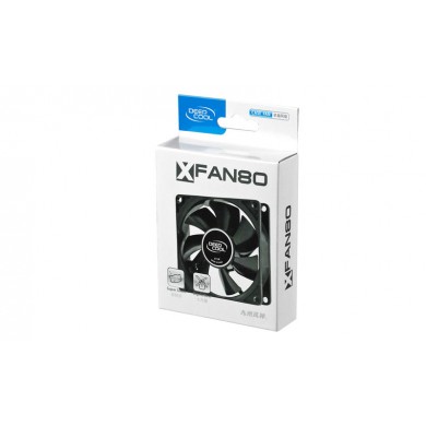 80mm Case Fan - DEEPCOOL &rdquo;XFAN 80&rdquo; Fan, 80x80x25mm, 1800rpm, <20dBa, 21.8CFM, Hydro Bearing, Big 4Pin Molex, Black