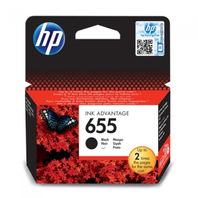 HP #655 Black Ink Cartridge, for Deskjet Ink Advantage 3525, 4615, 4625, 5525, 6525 AiO, 550 pages