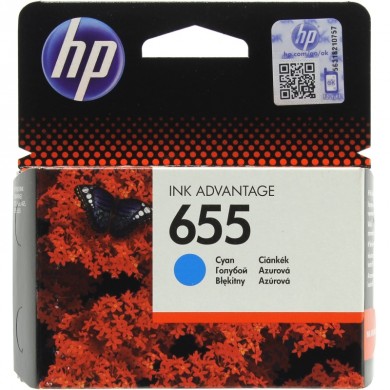 HP #655 Cyan Ink Cartridge, for Deskjet Ink Advantage 3525, 4615, 4625, 5525, 6525 AiO, 600 pages