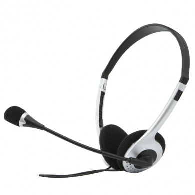 SVEN AP-010MV, Headphones with microphone, Volume control, 2.0m, Black/Silver