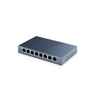 TP-LINK TL-SG108  8-port Gigabit Switch, 8 10/100/1000M RJ45 ports, steel case, QoS, IGMP Snooping