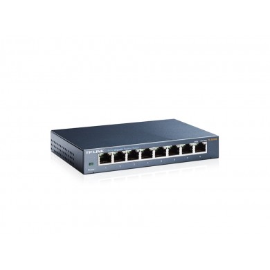TP-LINK TL-SG108  8-port Gigabit Switch, 8 10/100/1000M RJ45 ports, steel case, QoS, IGMP Snooping