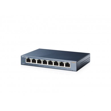 TP-LINK TL-SG108  8-port Gigabit Switch, 8 10/100/1000M RJ45 ports, steel case, QoS, IGMP Snooping