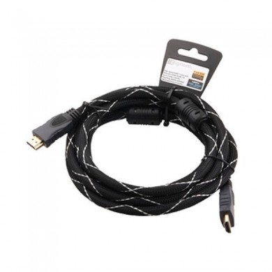 Cable HDMI 2m - Brackton(Zignum) &rdquo;Prime&rdquo; K-HDE-FKR-0200.BG, 2 m, High Speed HDMI&reg; Cable with Ethernet, male-male, 99,99% OFC oxygen free copper, up to 2160p 2Kx4K, 3D capable, with 24k gold plated contacts, triple shielded, 2 ferrites, nylon sleeve