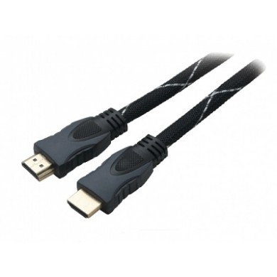 Cable HDMI - 7.5m - Brackton &rdquo;Professional&rdquo; K-HDE-BKR-0750.BS, 7.5 m, High Speed HDMI&reg; Cable with Ethernet, male-male, up to 2160p 2Kx4K, 3D capable, with 24k gold plated contacts, triple shielded, 2 ferrites, dust caps, black/silver nylon sleeve