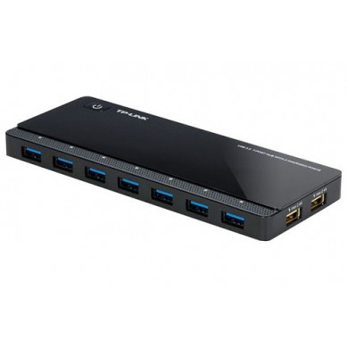 TP-Link UH720, USB3.0 Hub, 7 ports + 2 ports 5V/2.4A charging ports intelligently recognize and optimally charge attached iOS and Android devices, Black, with External Power Adapter